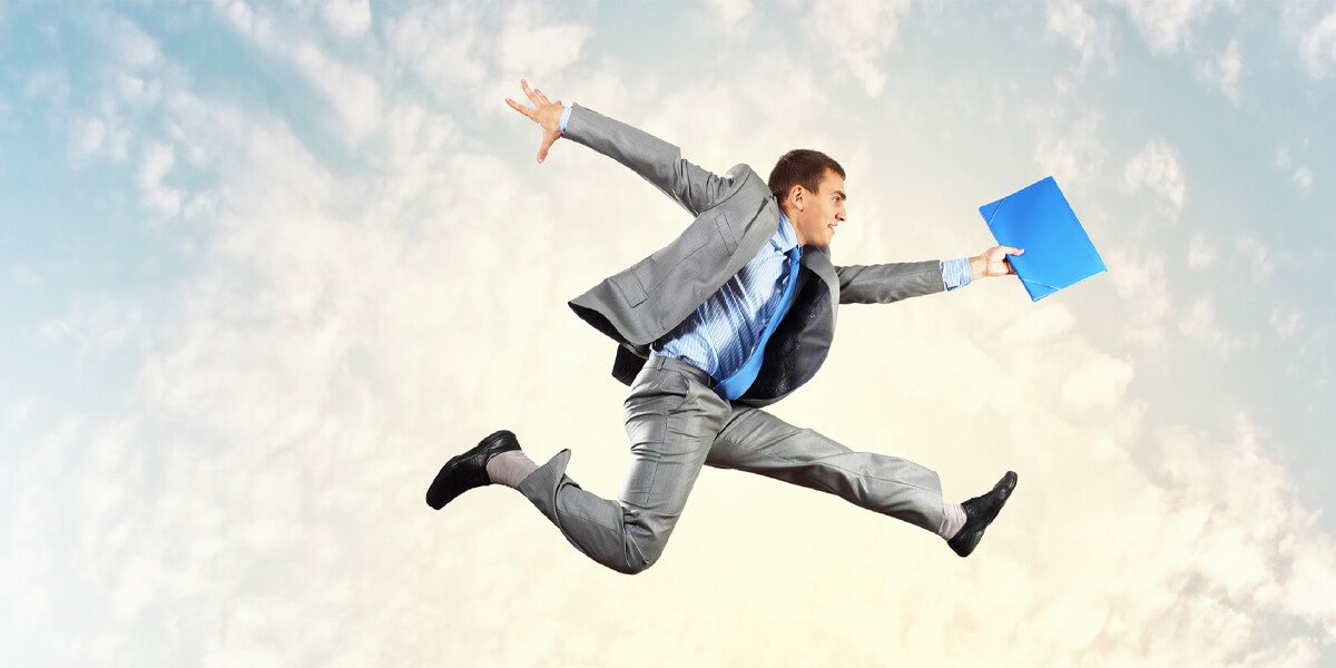 Successful businessman celebrates