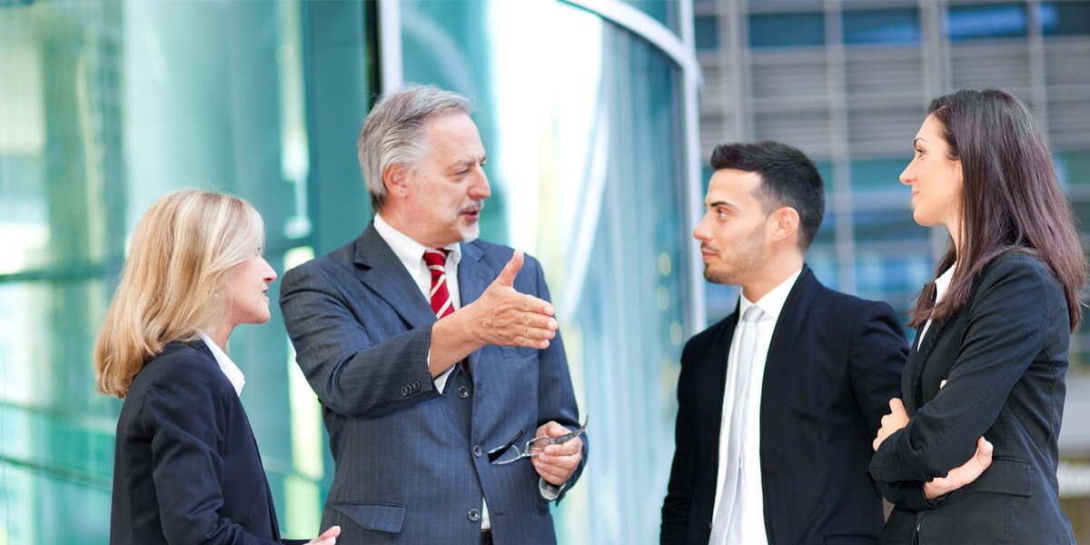 Business executives having conversation