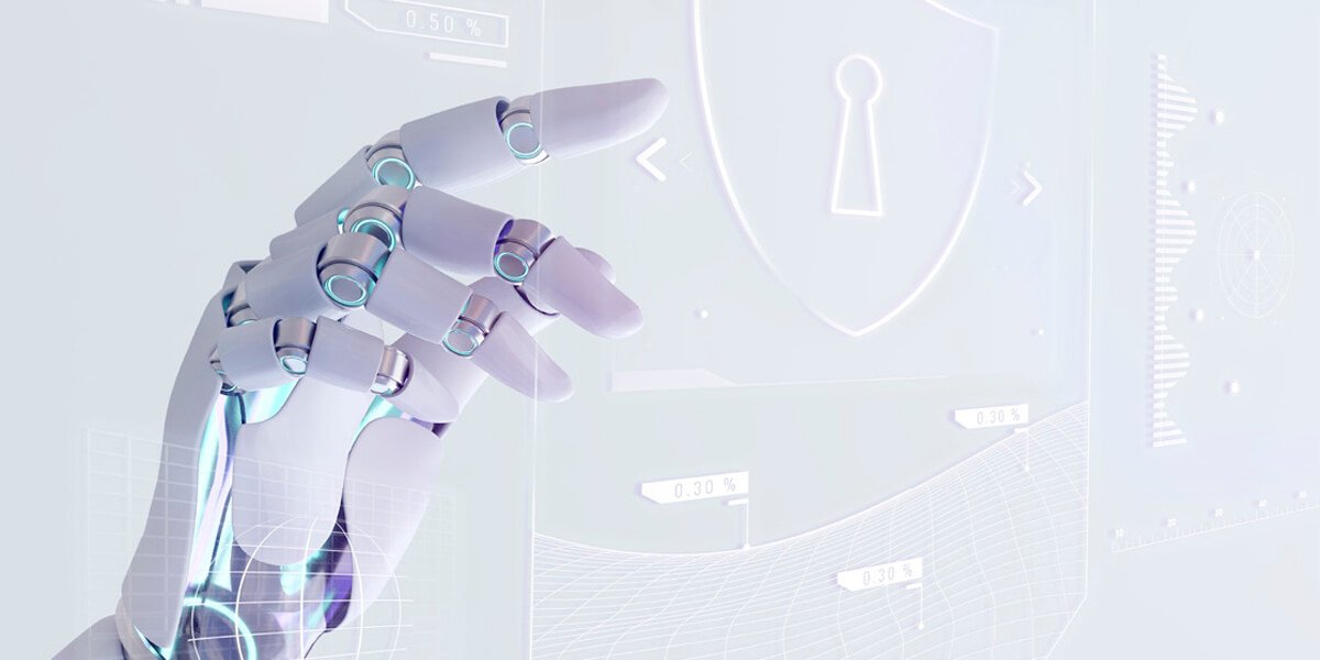 Image of a robot hand making contact with a computer screen